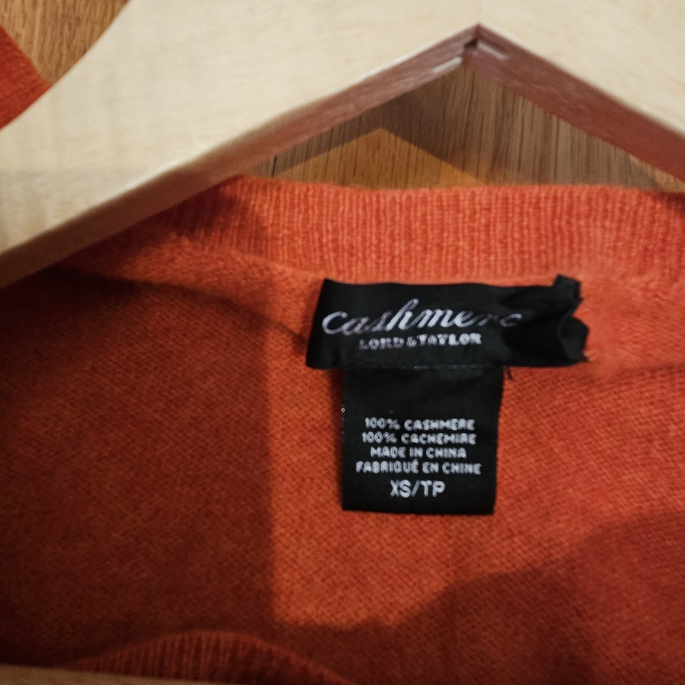 Lord & Taylor, XS, 100% Cashmere Orange Cardigan - Picture 2 of 13